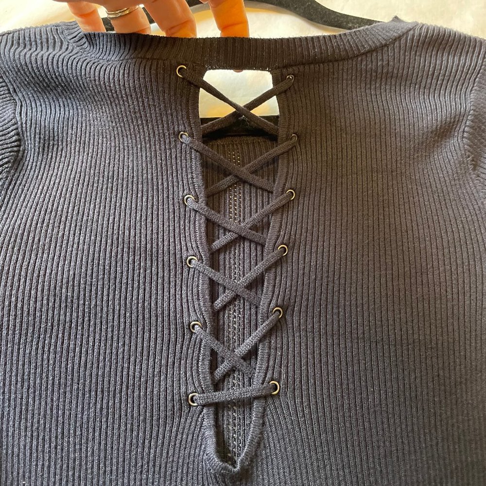 Express Light Weight Sweater with Sexy Open Back